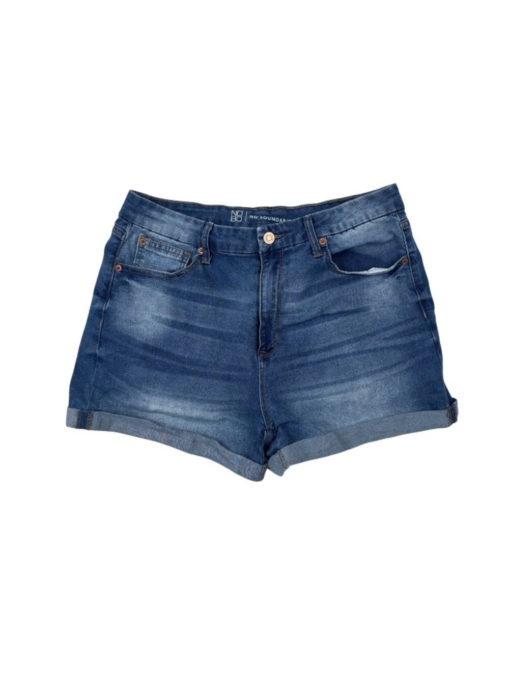 ✨3/$30 No Boundaries Women’s Denim Cuffed Jean Shorts Size 15 Blue